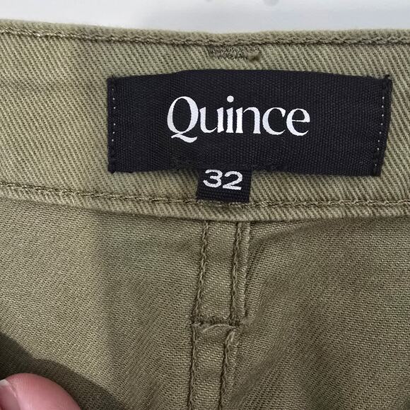 Quince Wide Leg Crop Pants Olive Green Army Green EUC Size 32 - Picture 7 of 10